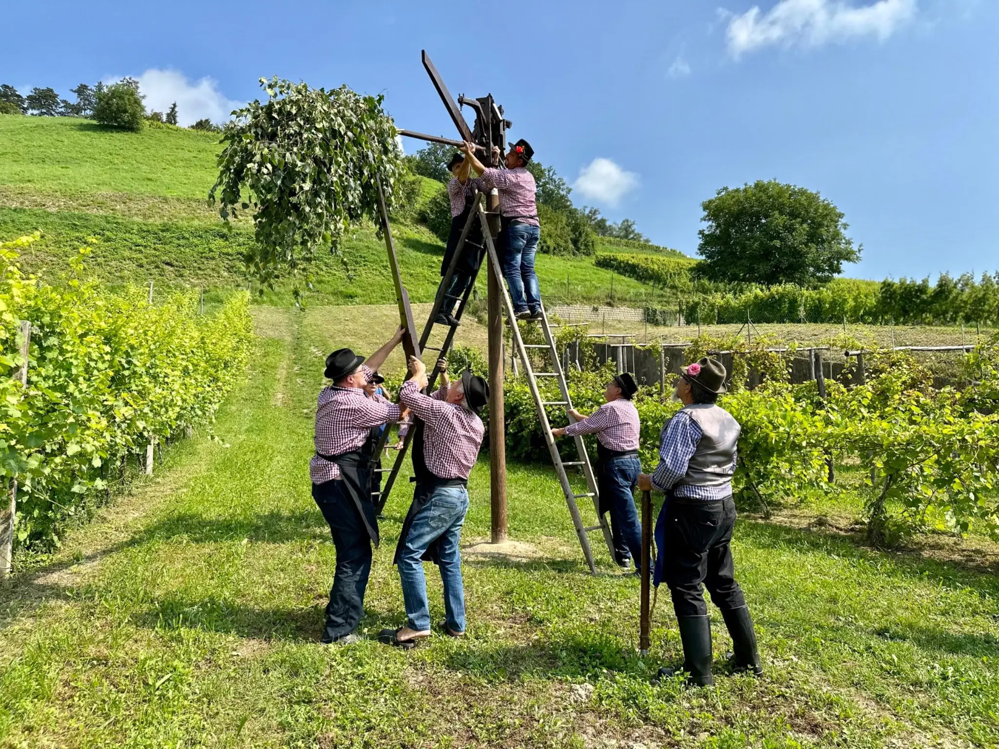 4 Postavljanje Klopotca 2023 Lokacija Posestvo Biotehniske Sole Maribor Pod Kalvarijo Foto Nina Petric