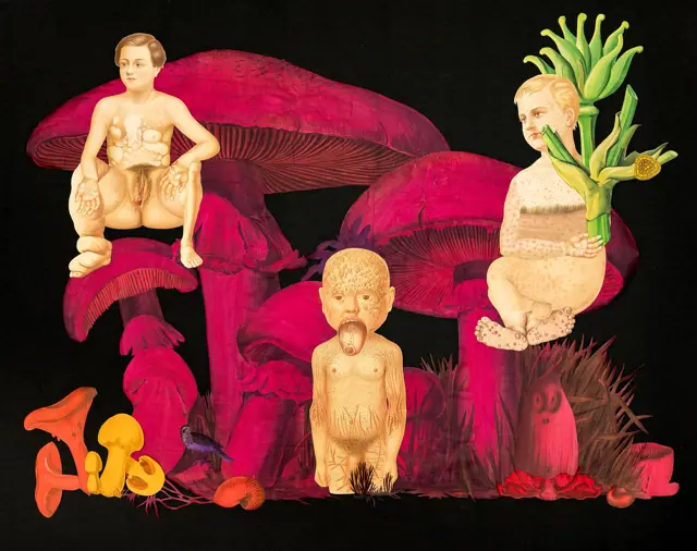 Ines Doujak Populacija Duhov 2016 V Teku Kolaz 85 X 110 Cm Z Dovoljenjem Umetnice