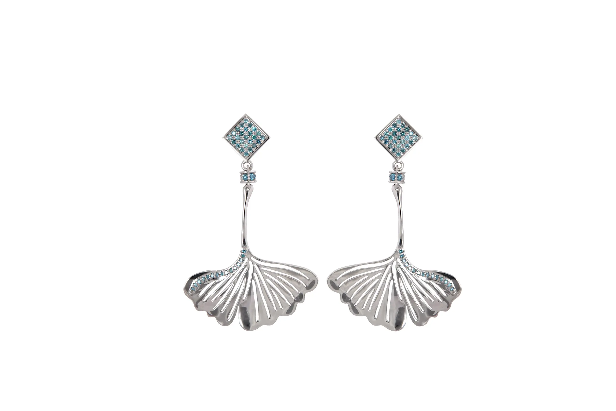 E2Rd Ginkgo White Gold Blue Diamonds